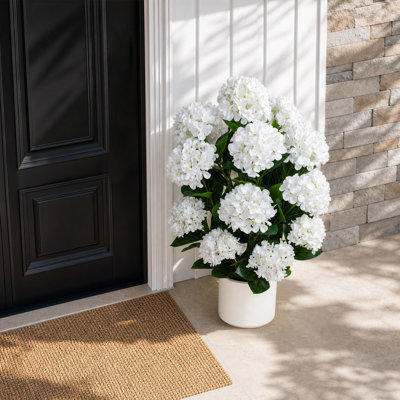 35 Inch Artificial Hydrangea Tree In Decorative Pot Outdoor Indoor Decoration Lifelike Plant