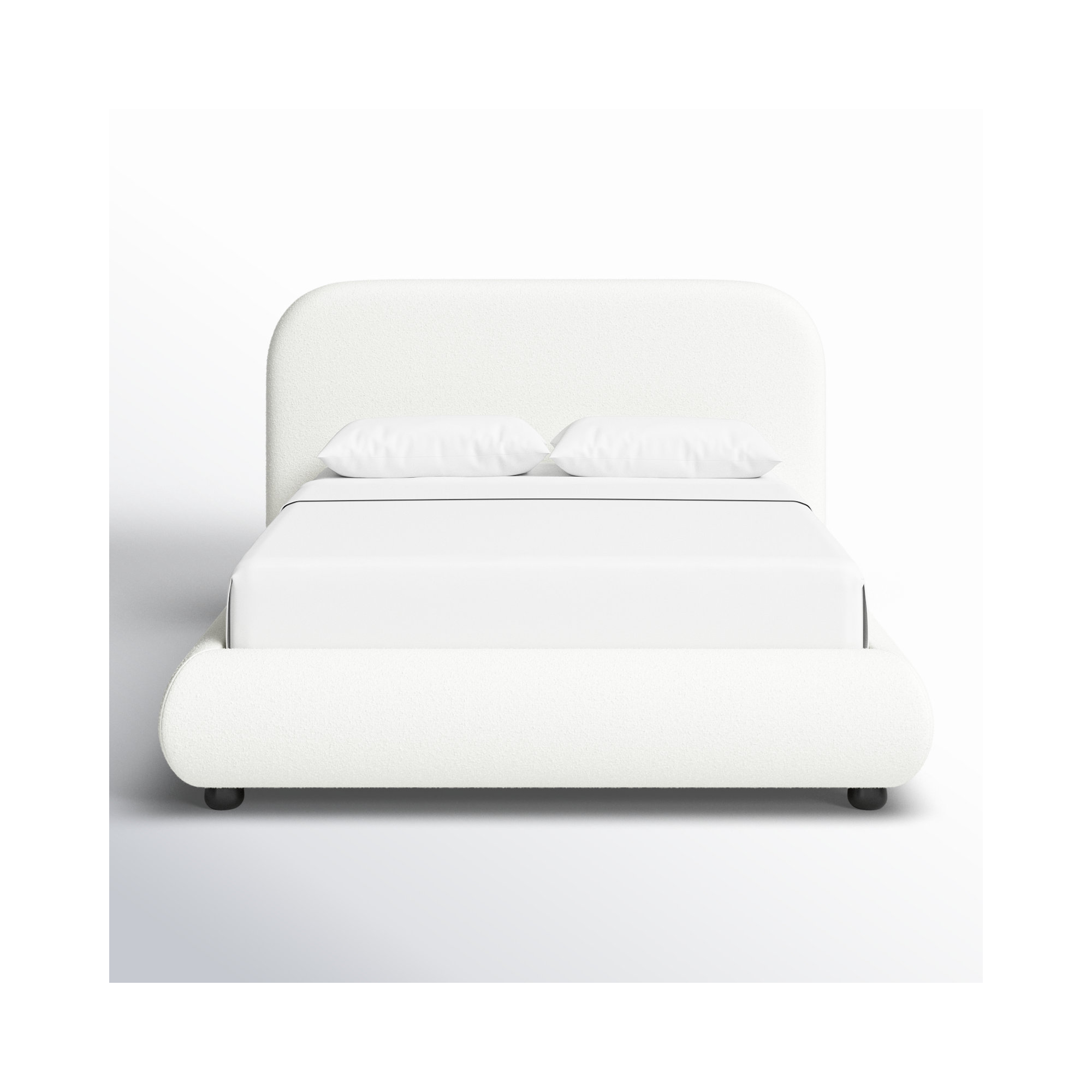 Reggie Upholstered Platform Bed, Queen, Off White Performance Boucle