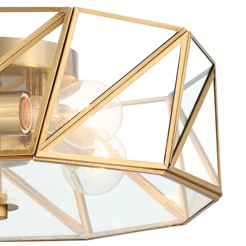 4 - Light 15.94" Unique/Statement Geometric Flush Mount, Gold