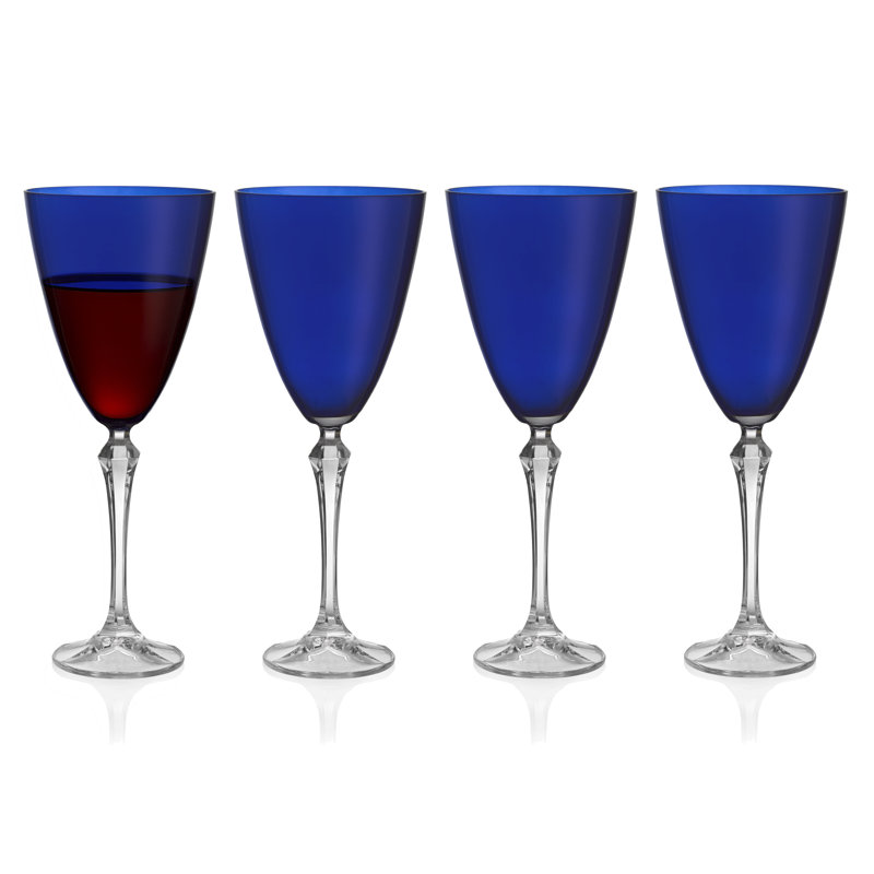 Verre à vin Vivid, à pied, bleu, 9 oz Ensemble de 4, Bleu