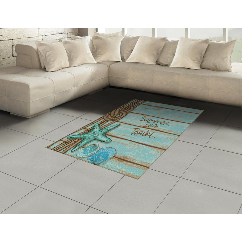Starfish High Density Long Fiber Poly Threads Decorative Area Rug Carpet, Rectangle 4' x 5'8"