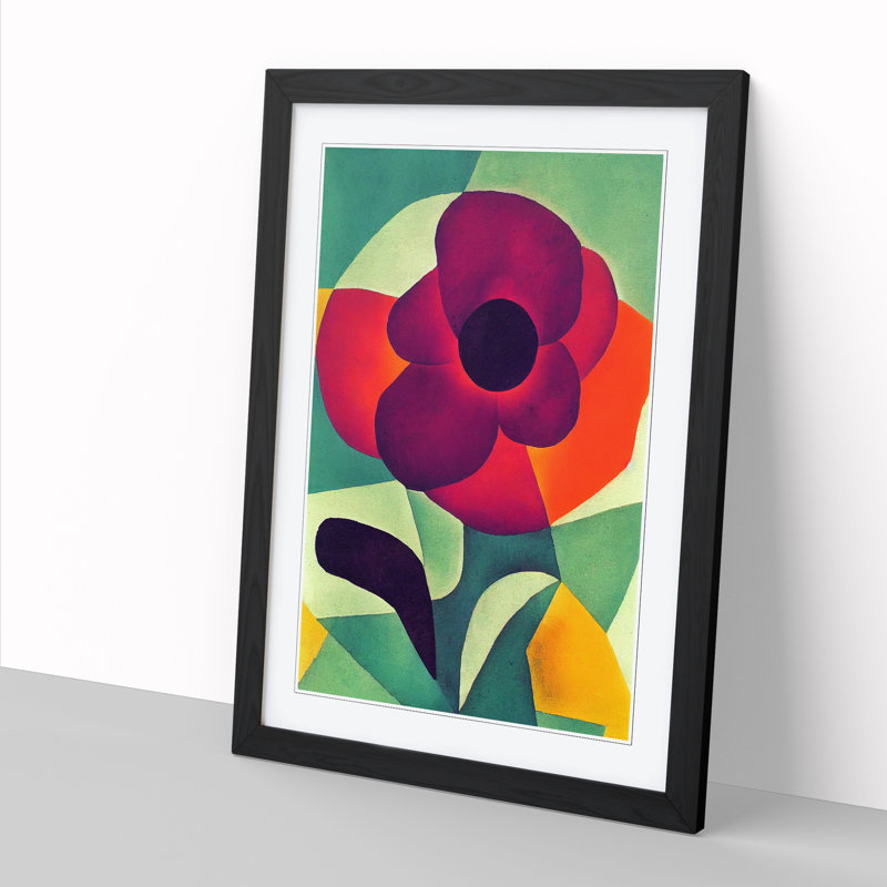 Peony Flower In Abstract - Single Picture Frame Print, 64cm H x 46cm W x 2cm D, Oak