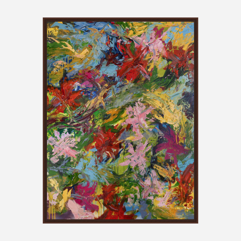 Spring Blooms By John Beard - Gallery Wrapped Canvas Print Print by John Beard, 42" W x 32" H x 2" D, Brown Floater Framed