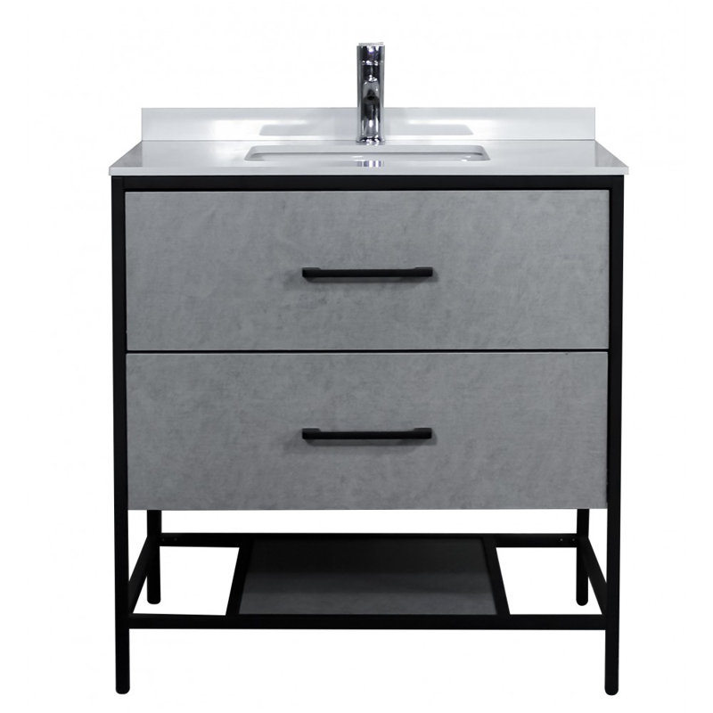 Ensemble de meuble-lavabo simple 32 po Christenbury, Honneur gris / noir