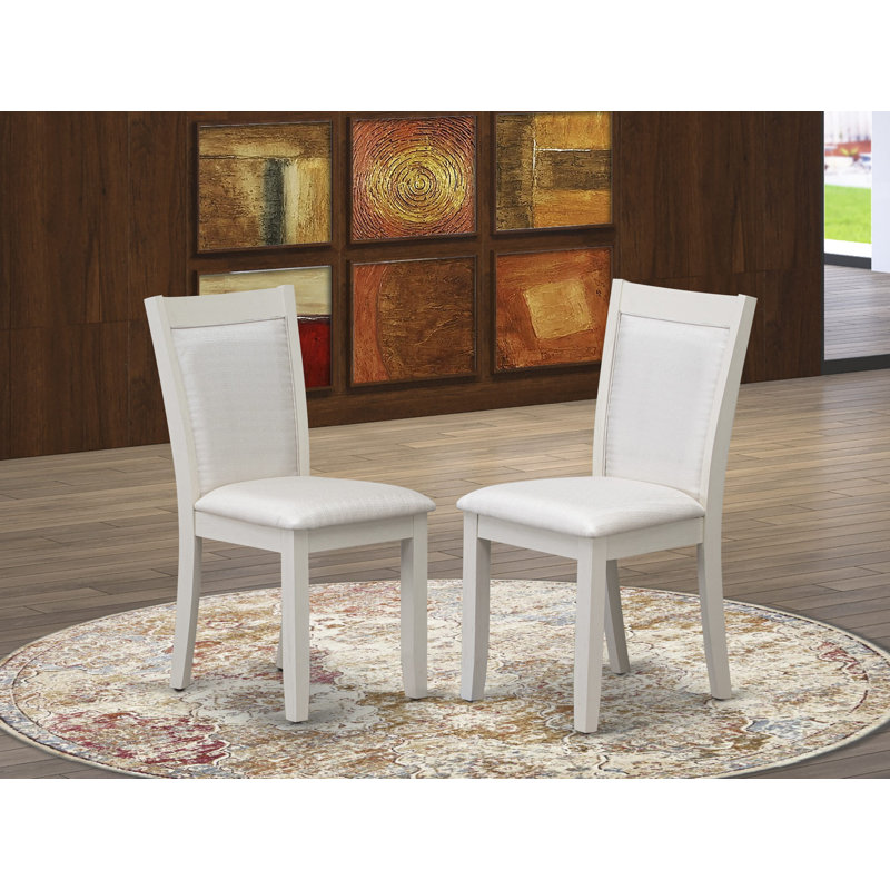 Chaises de salle à manger Monza Parson, tissu de lin crème, ensemble de 2, lin brossé blanc, Crème, Lin brossé blanc