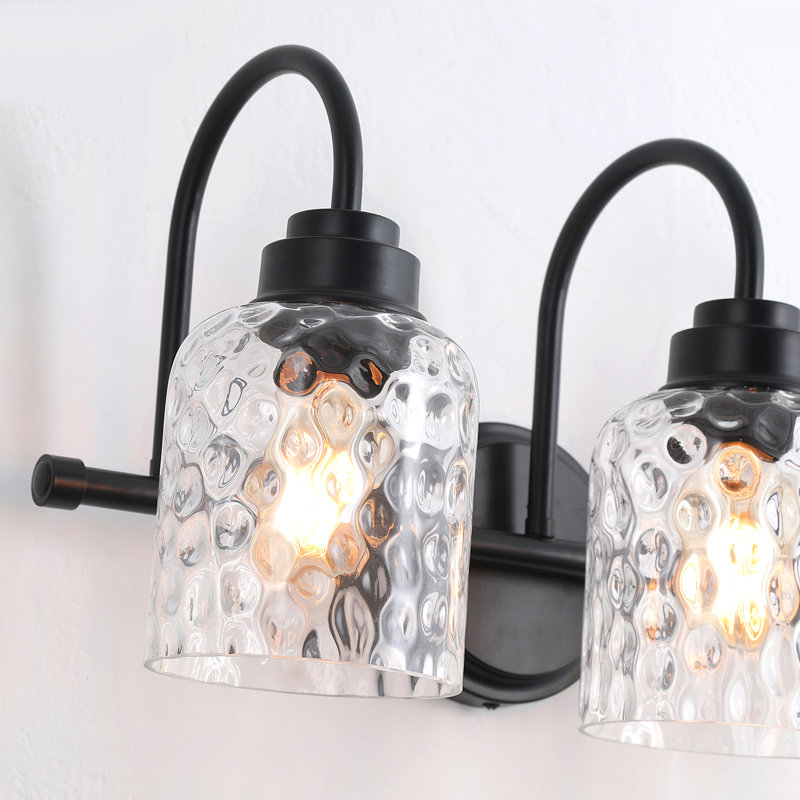 3-Light bathroom vanity lights Glass Bathroom Wall Sconces, Matte Black