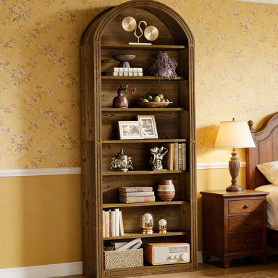 8-Tier Arched Bookshelf With Closed Back Design, Generous Storage, And Sturdy Construction For Modern Interiors