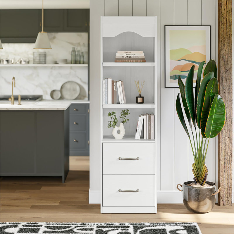 Novogratz Her Majesty 2-Drawer Storage Cabinet-Style Bookcase with Drawers, White