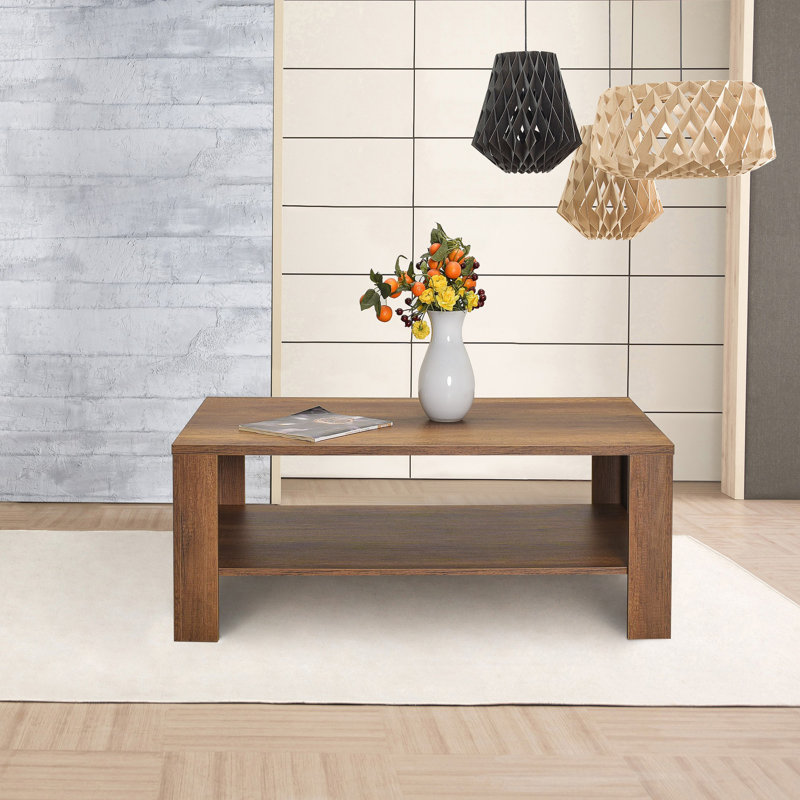 Stylish Walnut Coffee Table, 43.3 x 16.5 x 25.2 inches | 100% Melamine Coated Particle Board for Durability | Additional Storage Space | Ideal for Traditional Living Rooms, Elegant Design & Functionality