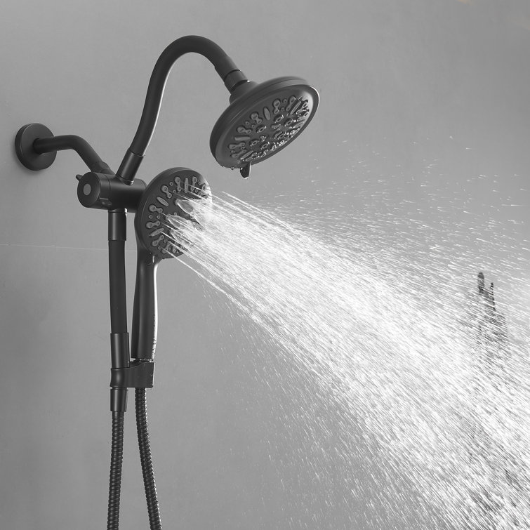 Single-Handle 8-Spray Dual Shower Faucet Set Trim Kit 1.8 GPM With Filtered Handheld Shower Head In Matte Black