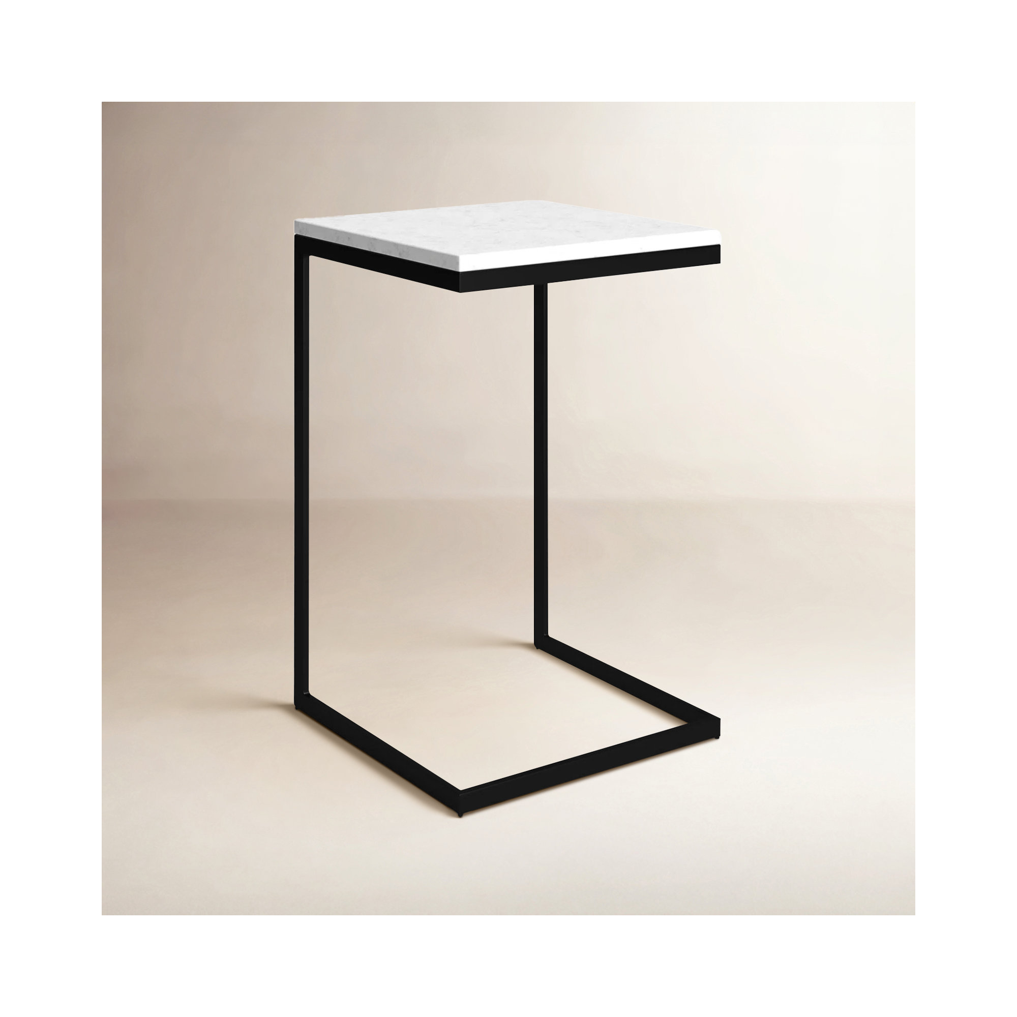 Ollie End Table, White Top/Black Base