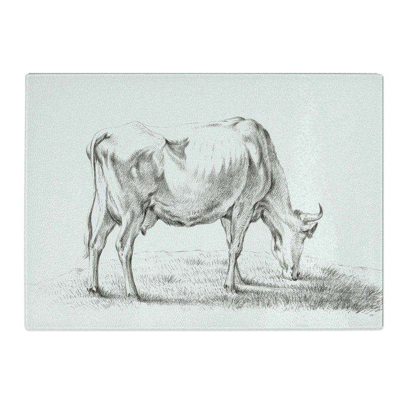 Tempered Glass a Grazing Cow Chopping Board, 39 cm W x 28.5 cm L
