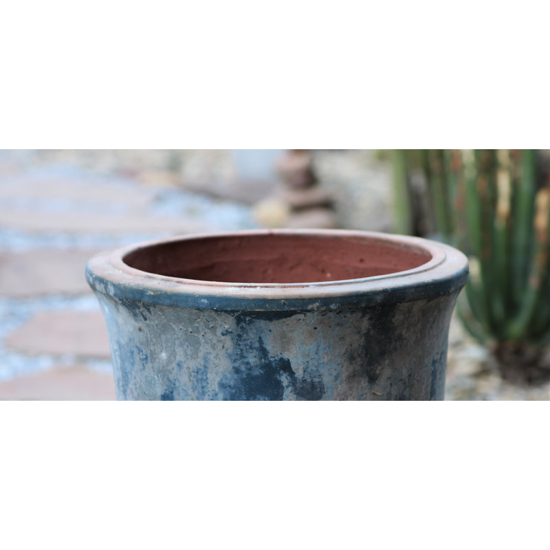 Pot de fleurs Chianni Urn en grès, grand format, ensemble de 3 - Intérieur/Extérieur, Ciel Atlantis