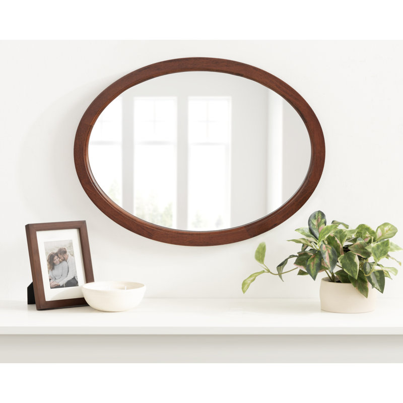 Brianna Wood Flat Mirror, Brown, 24" x 18"