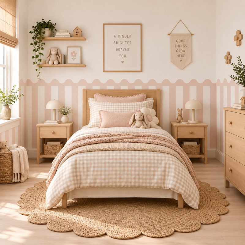 Adhésif décoratif demi-rayures 48 pouces, beige et neutre, 40 pouces de hauteur, L 48 po x H 40 po, Beige