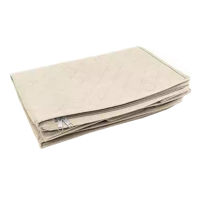 Foldable Clothing Storage Bag With Zip,non-woven Closet Organizers,under Bed Storage Box,14*8*6.4in, Apricot