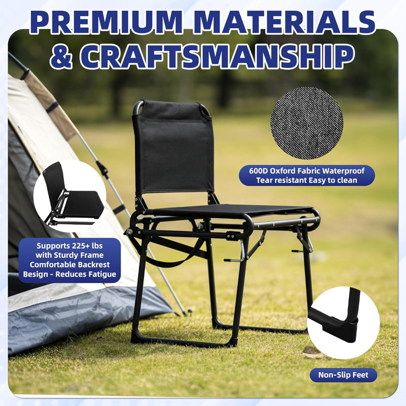 Stadium Seat For Bleachers With Legs, Portable Folding Stadium Chair Bleacher Chair With Back Support & Shoulder Strap For Camping & Outdoor Events