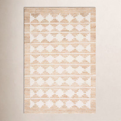 Ivory Natural Hand-Loomed Jute Wool Rug