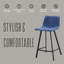 Tabouret de comptoir 35 po avec assise et repose-pieds en acier inoxydable-1563226208