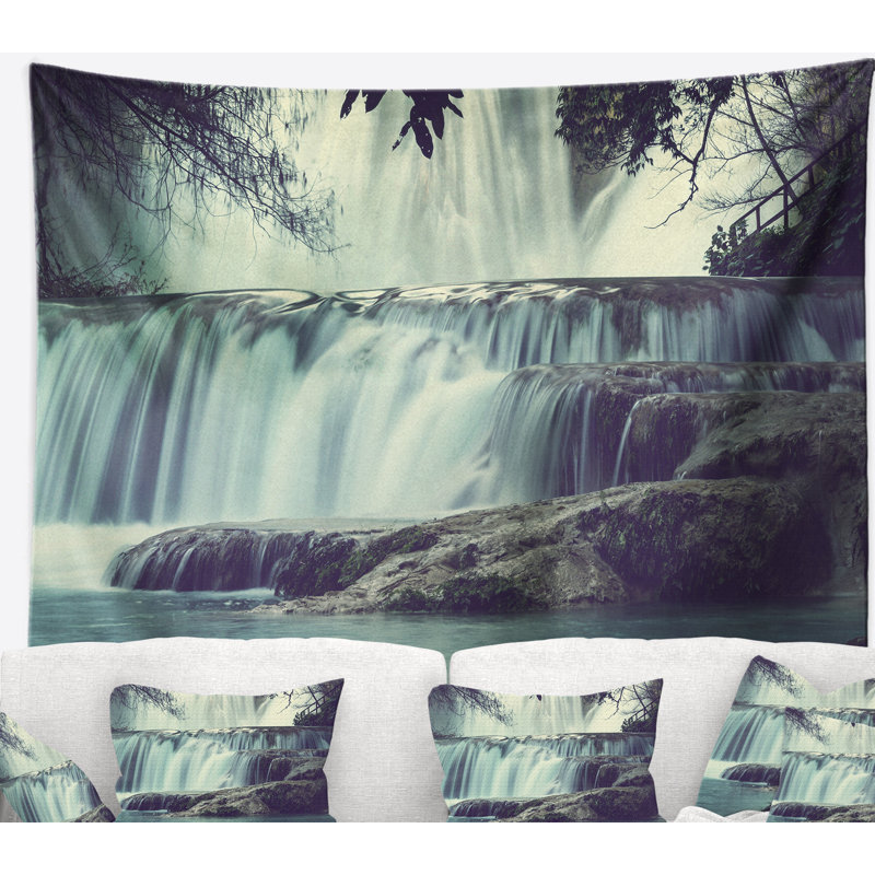 Paysage avec cascade étonnante au Mexique, H 78 po x l 92 po