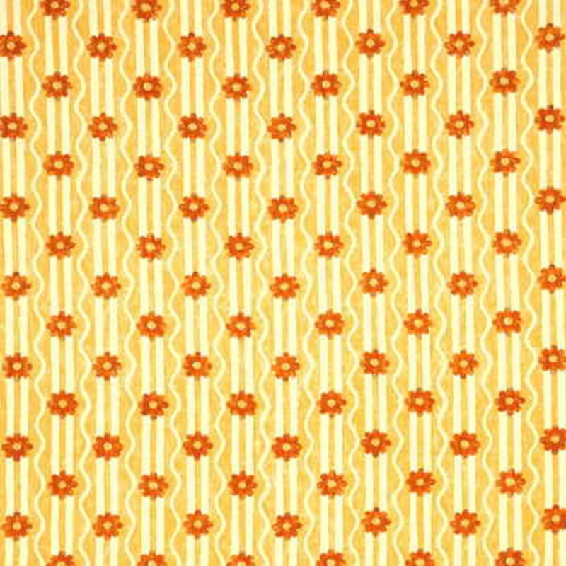 River Flower 100% Linen Fabric, Yellow/Red/Cream