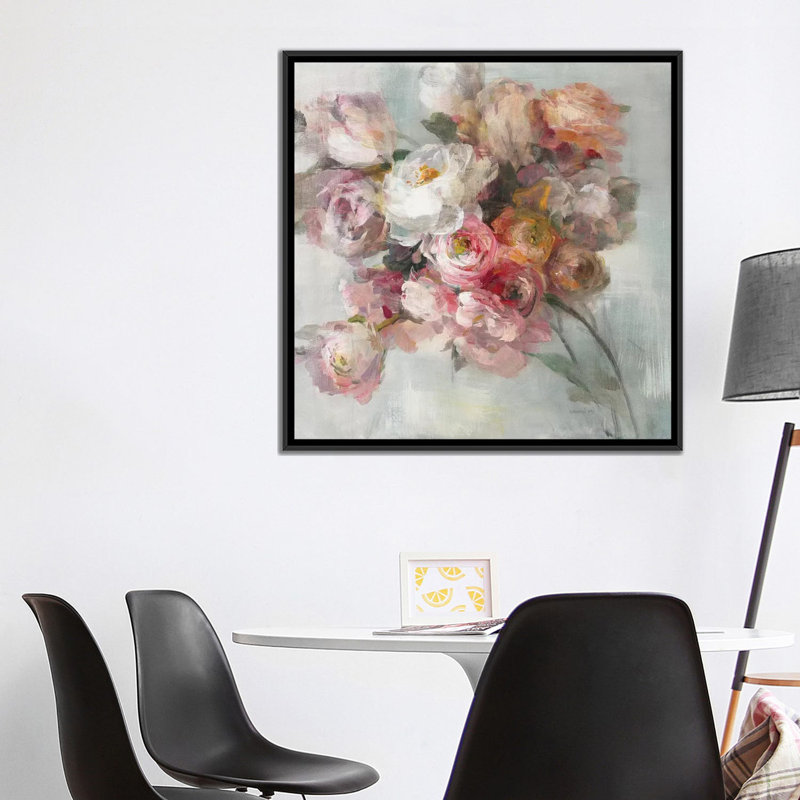«Blush Bouquet» par Danhui Nai - reproduction d'art sur toile tendue avec châssis, H 37 po x l 37 po x P 1,5 po, Blanc