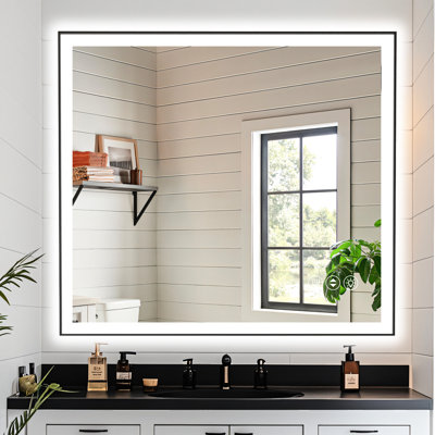 Led Smart Bathroom Mirror 40X36 Inch, Dimmable Lighting With Adjustable Brightness, Selectable Color Temperature, - Fog 1 Hour Auto Shutdown, Wall Switch Compatibility, Ul , 5Mm Tempered And Long