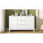 Cabinet d'entrée avec design Wave - 3 tablettes réglables, 3 tiroirs et portes à fermeture douce, console de rangement avec poignées en métal, convient pour le bureau, le couloir et le salon-1270594728