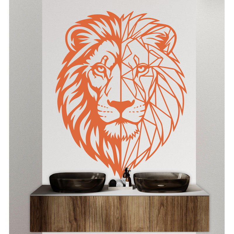 Adhésif décoratif lion à motif géométrique lion, art mural lion, autocollant, amoureux des lions, décorations murales pour salle de bain, autocollants 243DRE