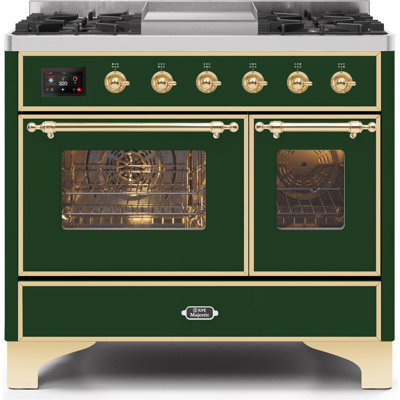 ILVE Majestic II Series 40 inch Dual Fuel Range with 6 Sealed Burners, Griddle (Glass Door)