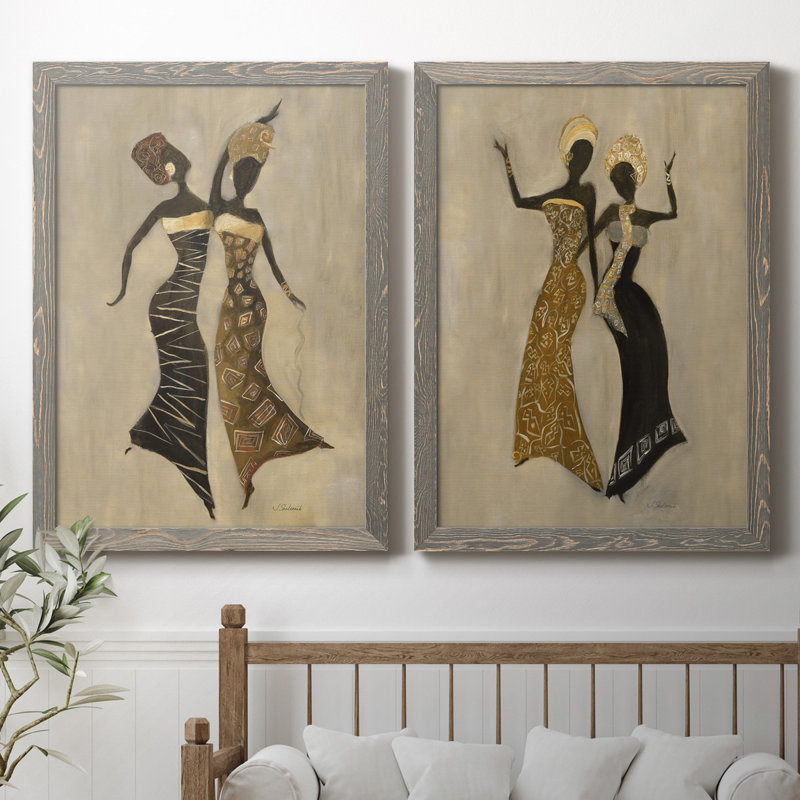 «Celebration I», ensemble de 2 reproductions d'art, H 37,5 po x l 55 po x P 1,5 po, Toile avec cadre gris, Pas de tapis