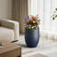 Grand pot à fleurs rond en béton fait à la main bleu marine avec trou de drainage l 16 po x H 21,5 po-192713812-194692605