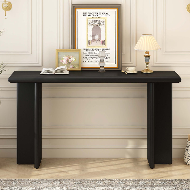 Table d'entrée moderne avec pieds en L, Noir, noir, noir, noir
