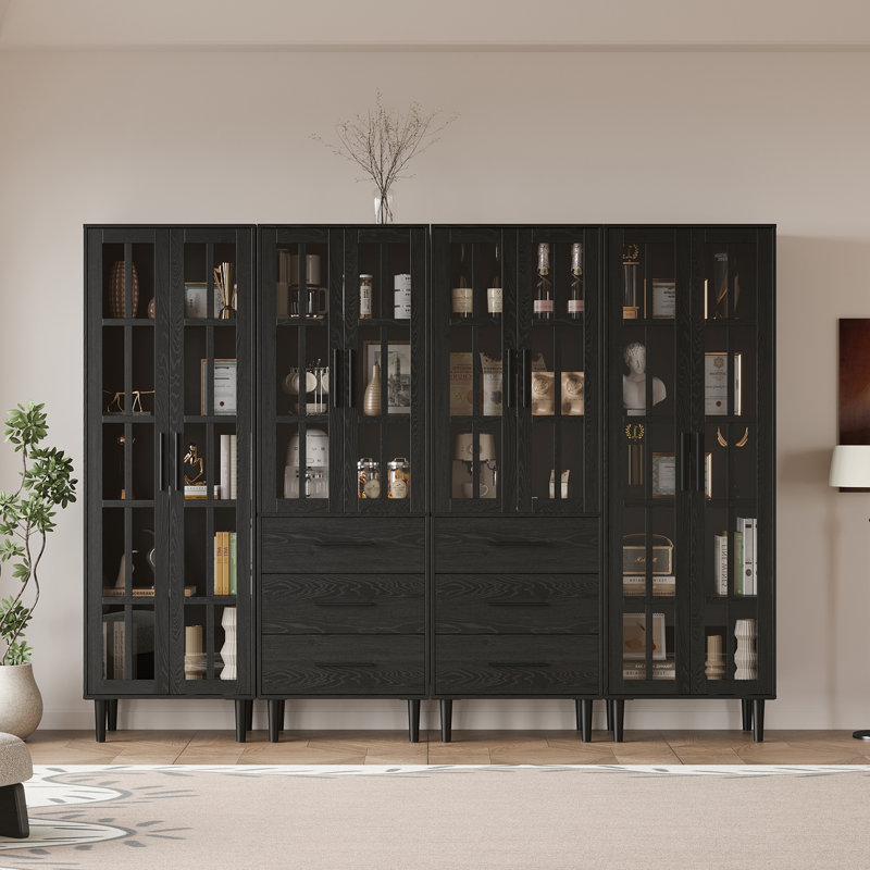 Garde-manger H 70,9 po x l 94,48 po avec bibliothèques, Noir