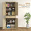 Armoire de rangement haute de 72 po avec panneau décoratif en rotin HOMcom, armoire de rangement de cuisine autoportante Boho avec 4 portes, tiroir, tablette à 5 niveaux et tablettes réglables, chêne