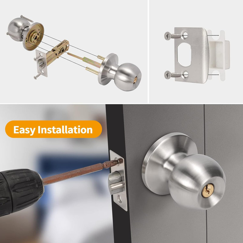 Keyed (Entry) Stainless Steel Round Knob