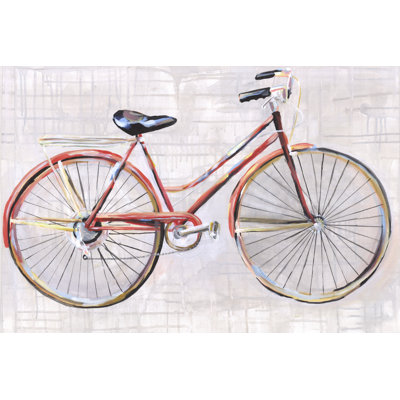 Red Bicycle Watercolor - Wrapped Canvas Painting