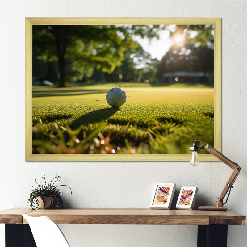 Golf Putting Green Tranquillity III - Sports Canvas Art Print, H 24 po x l 32 po x P 1 po, Encadrement doré