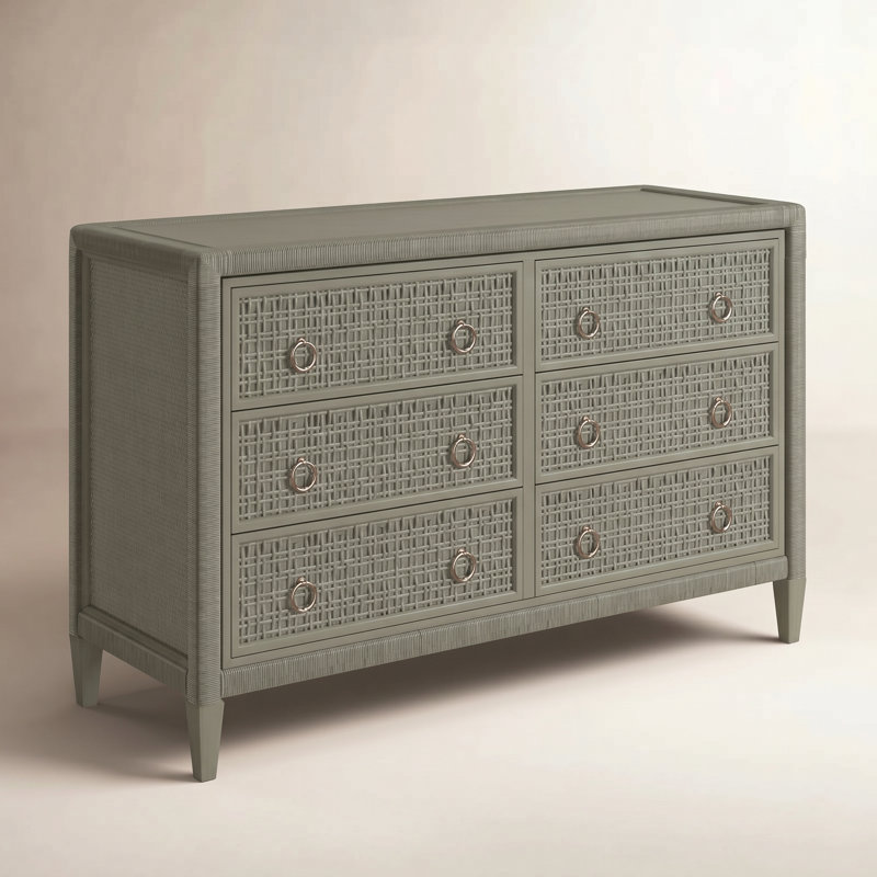 Commode 6 tiroirs Monterey, Oui, Champignon, Nickel satiné
