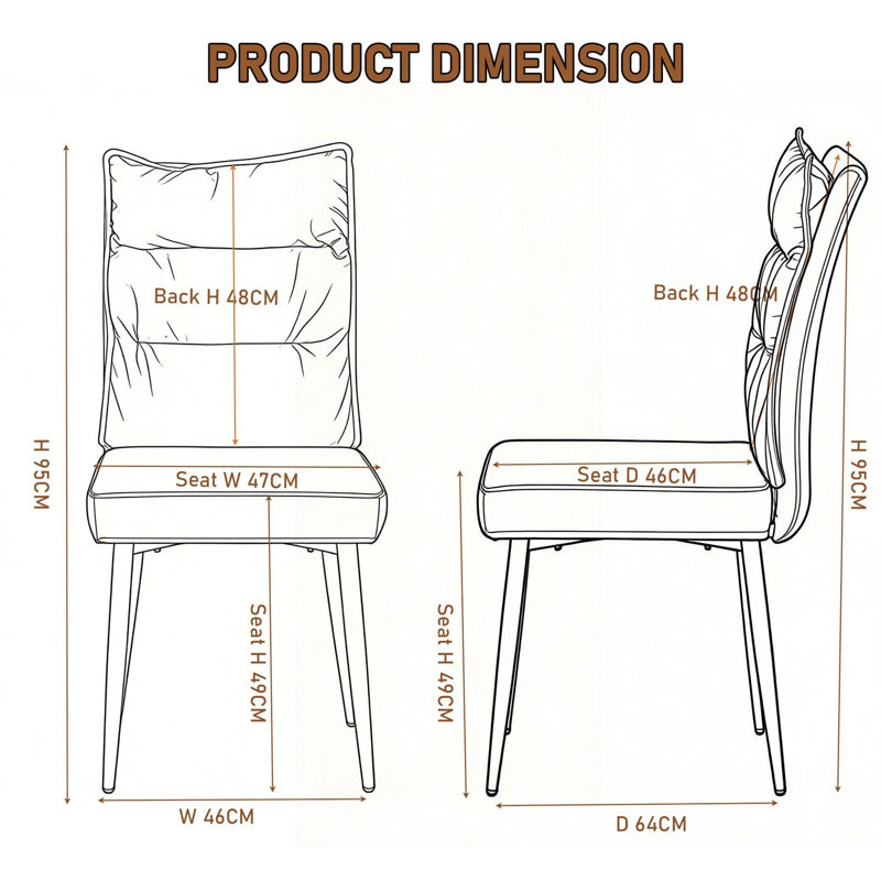 Dining Chair Set of 2, Yellow
