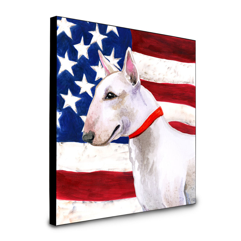 Panneau mural patriotique art Double Down, Bull-terrier