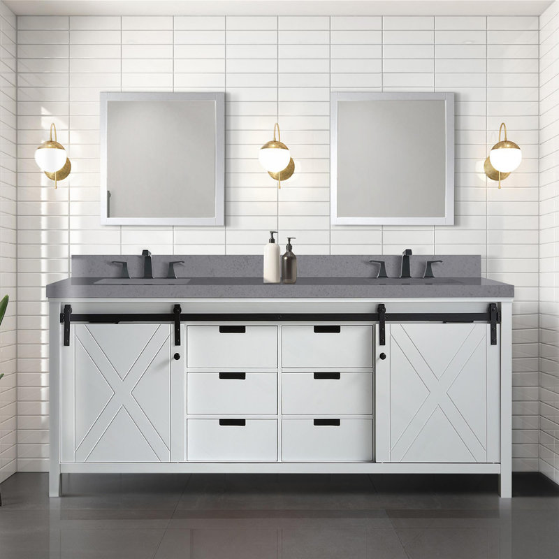 Meuble-lavabo double blanc 80 po X P 22 po D, H 15,38 po x l 79,5 po x P 21,63 po