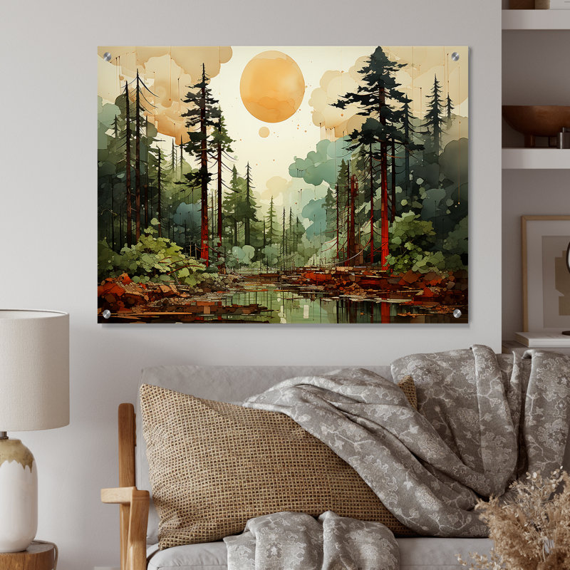 «Redwood Tree Natures Forest III» - Décoration murale en acrylique arbre séquoia, H 24 po x l 32 po