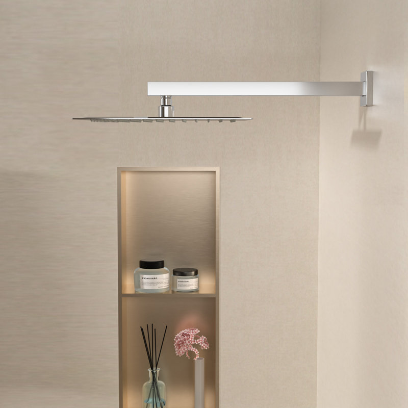 Pomme de douche à fixation murale de remplacement 16 pouces avec bras de douche à extension, Chrome poli