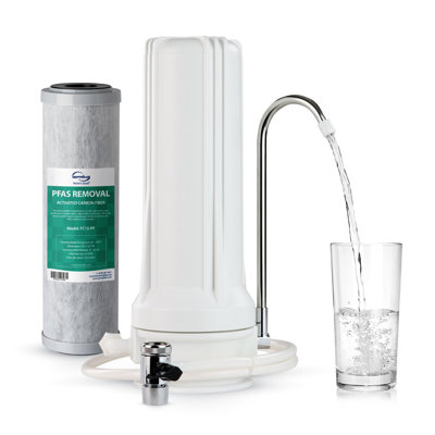 iSpring CKC1-PF 2.5" x 10" Countertop Water Filter, SGS-Tested Filter, Reduces PFAS, Chlorine, Odors - Easy Installation, Fits Most Faucets, Up to 12 Months, (1 Filter Included)