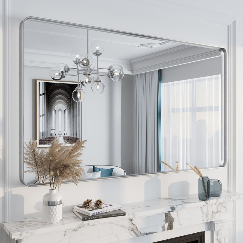 Miroir mural Aevar, 51 po x 30 po, Argent brossé
