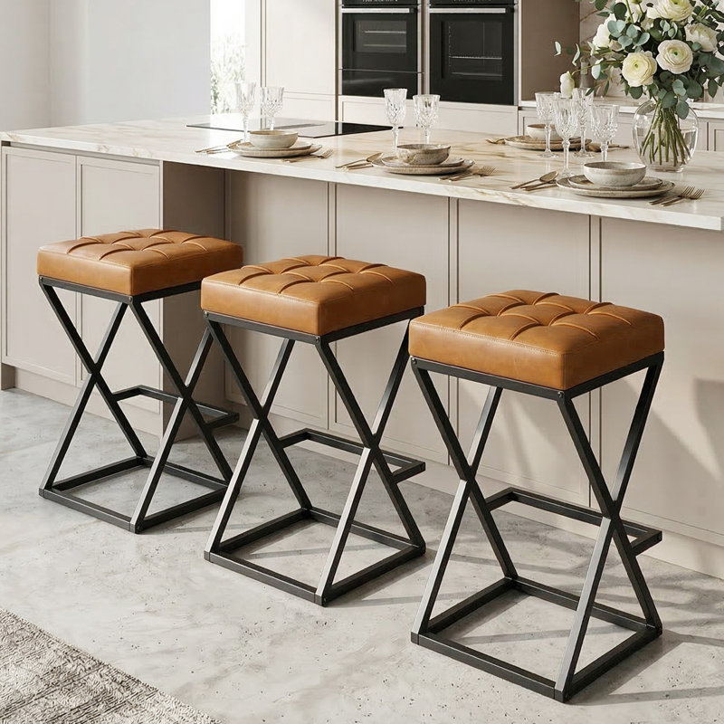 Tabouret de bar Mid-Century 26 po, Brun, 3