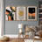 Mid Century Modern Boho Moon Tropical Plants Vintage  Decor Framed Canvas 3 Pieces Print Wall Art-70252416-70252427