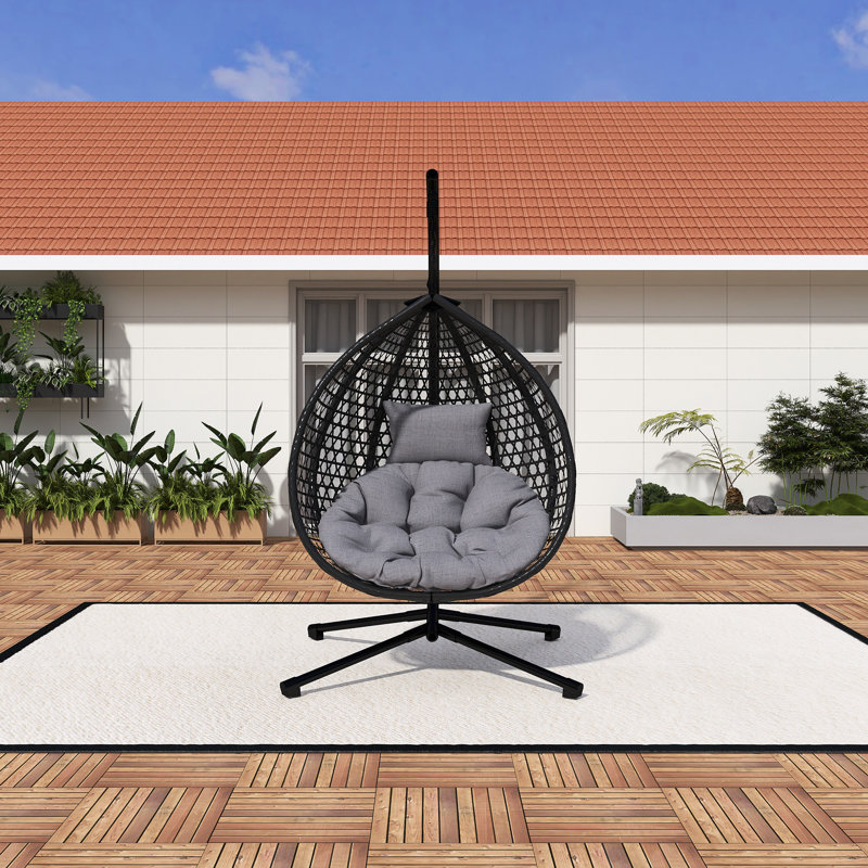 Fauteuil à œufs suspendu pour l'intérieur et l'extérieur, Noir, Gris