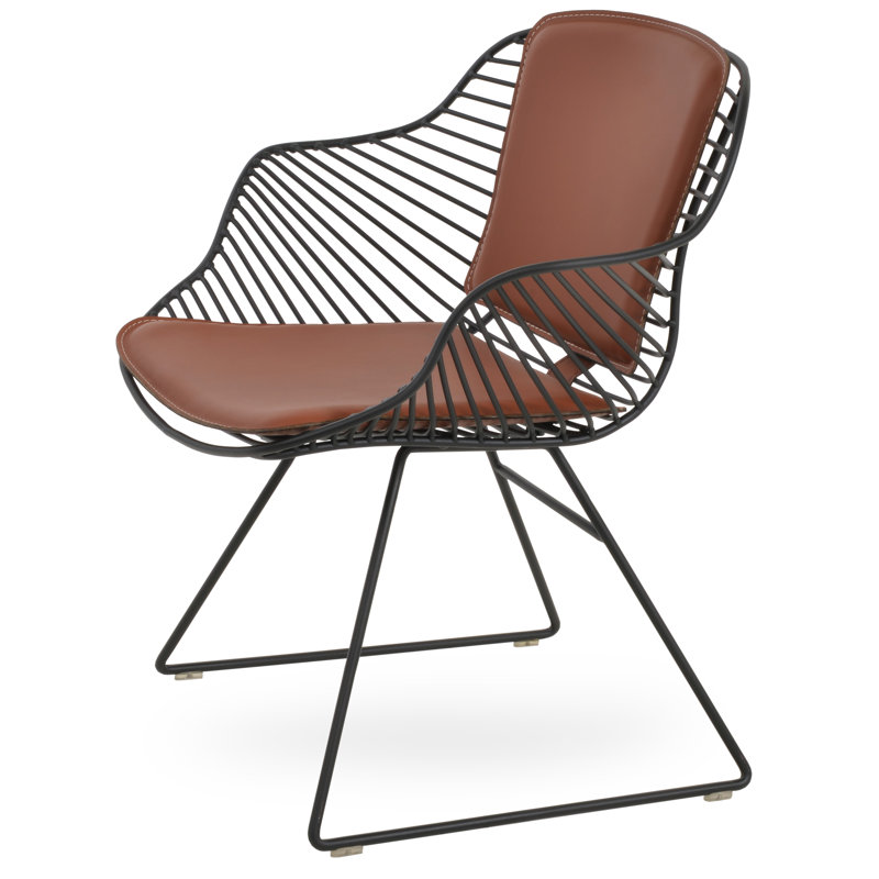Zebra Wire Armchair, Black, Caramel
